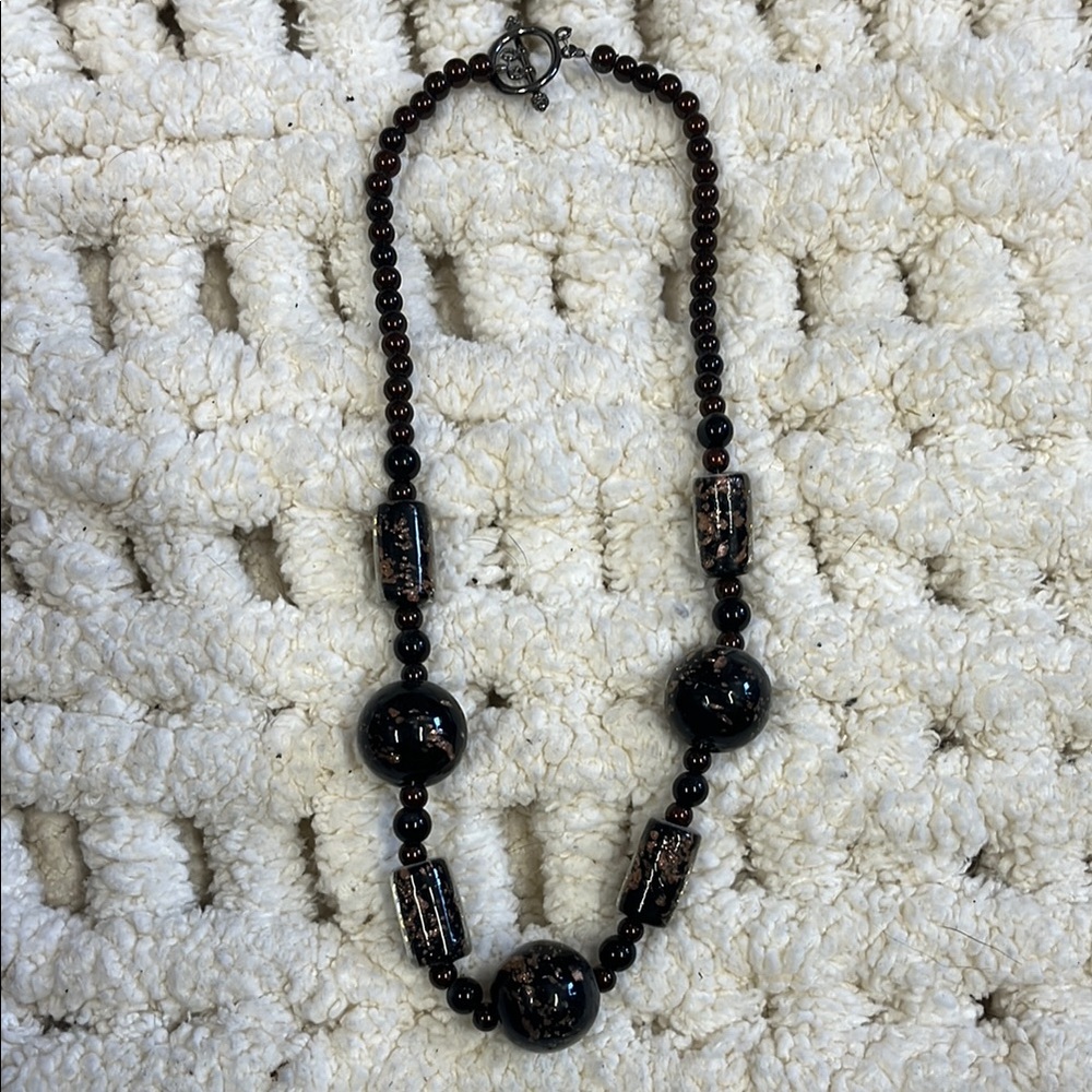 Elegant Black Beaded Necklace